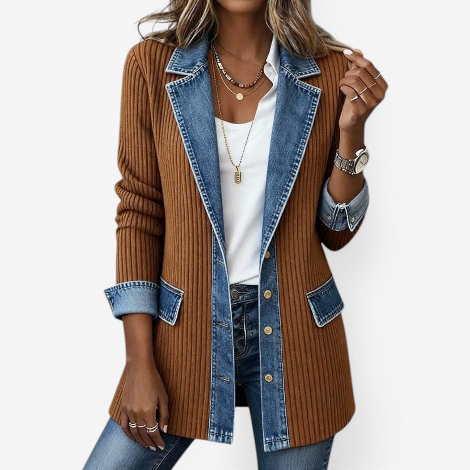 Tirexa | Modern Layered Denim-Mix Jacket