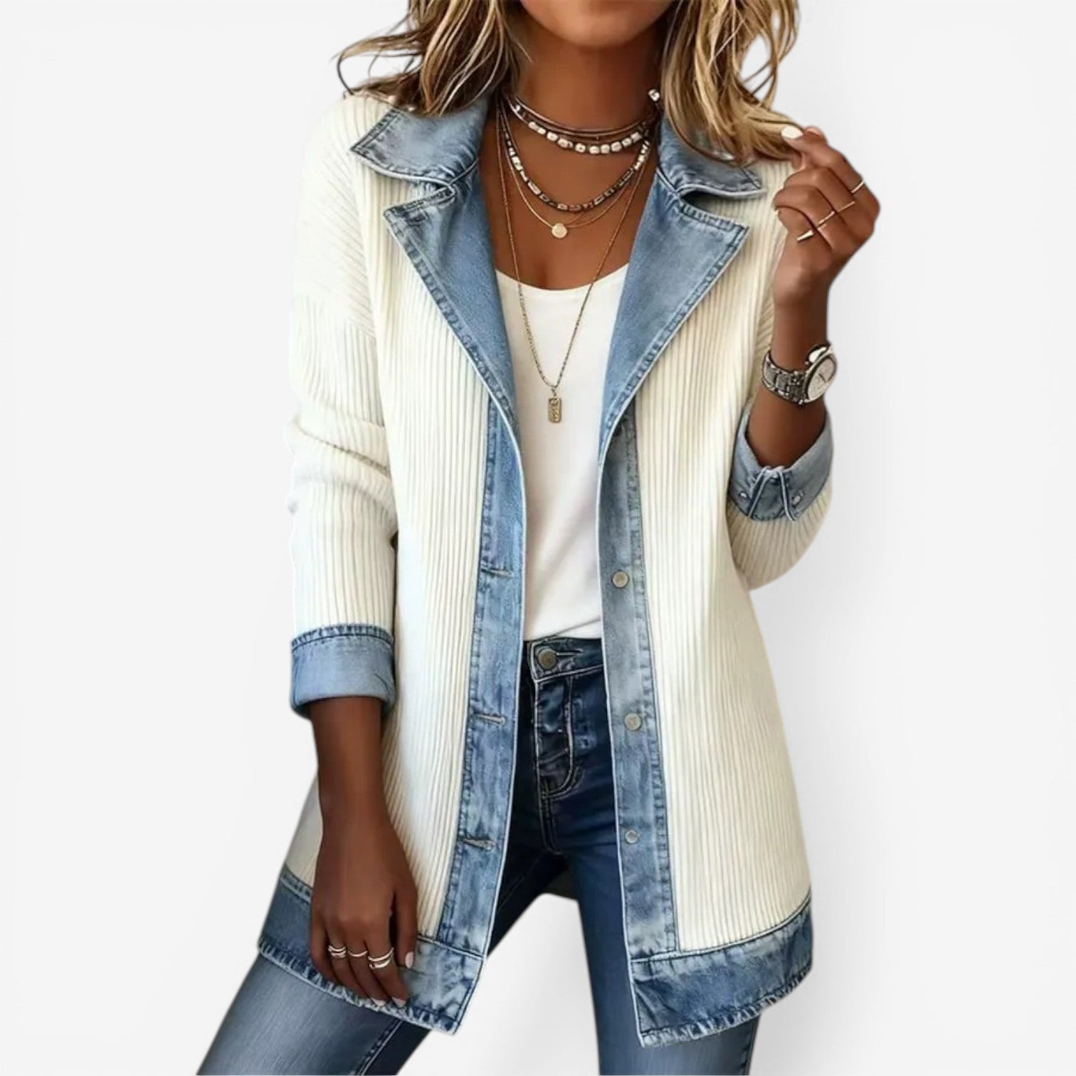 Tirexa | Modern Layered Denim-Mix Jacket