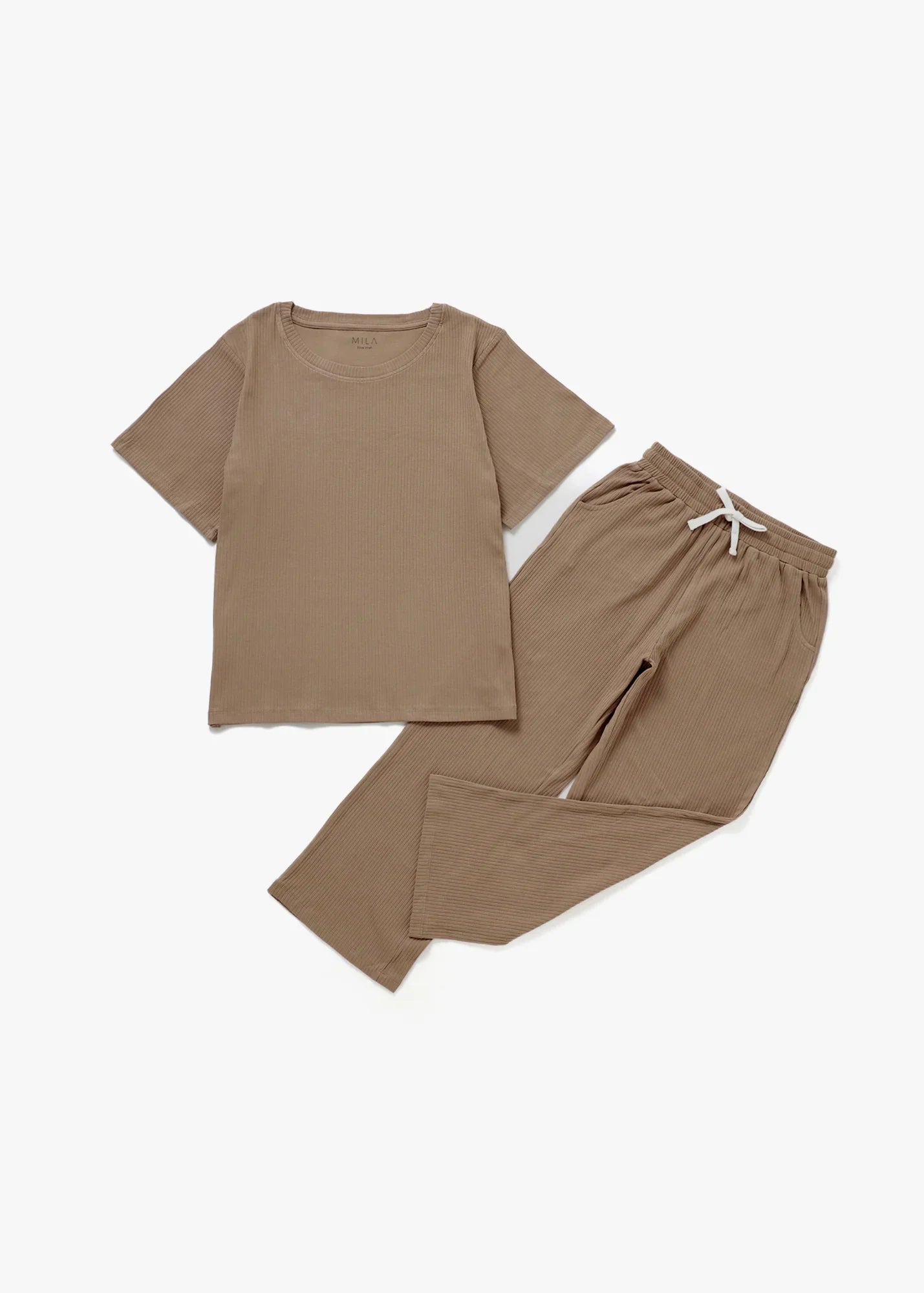 Adult Ribbed Lounge Set | Cappuccino